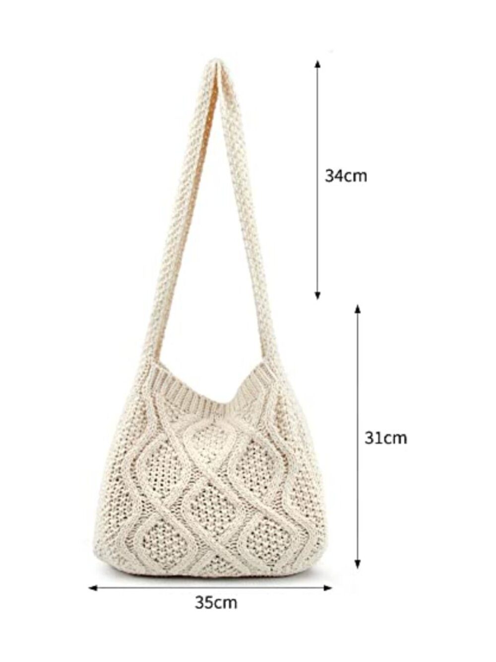 Durable Machine Washable Cotton Yarn Crochet No-Shed Shoulder Tote Eco-Friendly - Picture 4 of 6